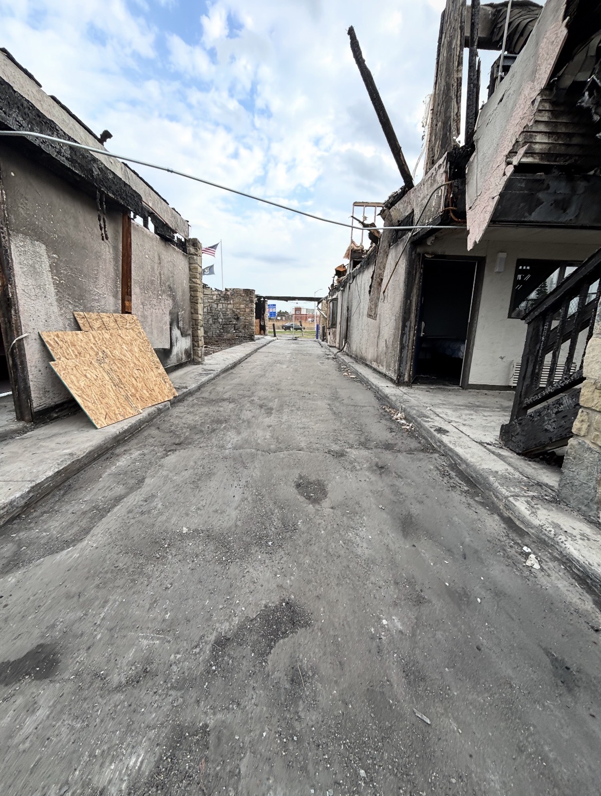 Commercial passage cleared of debris
